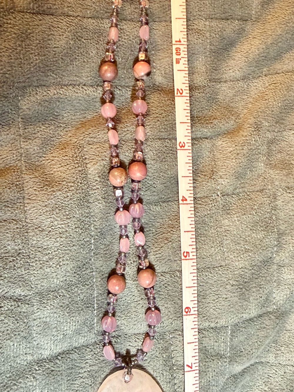 Pink Crystal Pendant Necklace with Pink and Purple Stones and Beads - Picture 3 of 6